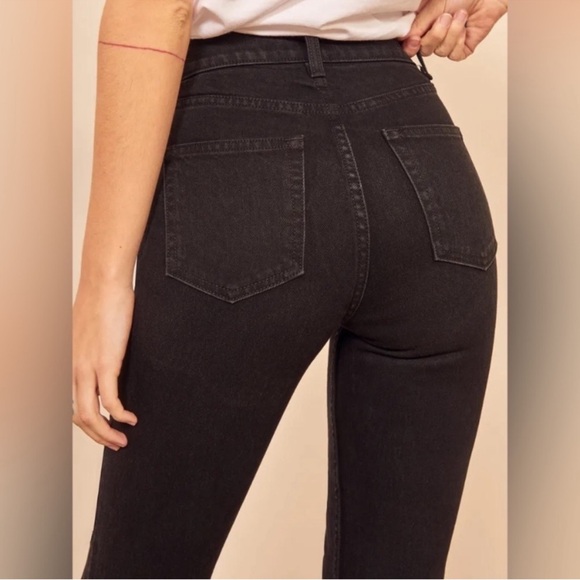 REFORMATION Liza High Rise Straight Cropped Jeans Faded Black Size 29 - Picture 4 of 12